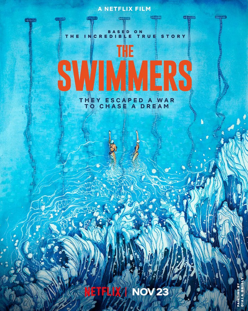 Diala Brisly Illustrates Cover For Netflixs Movie Swimmers About The Refugee Journey Of Two 9202